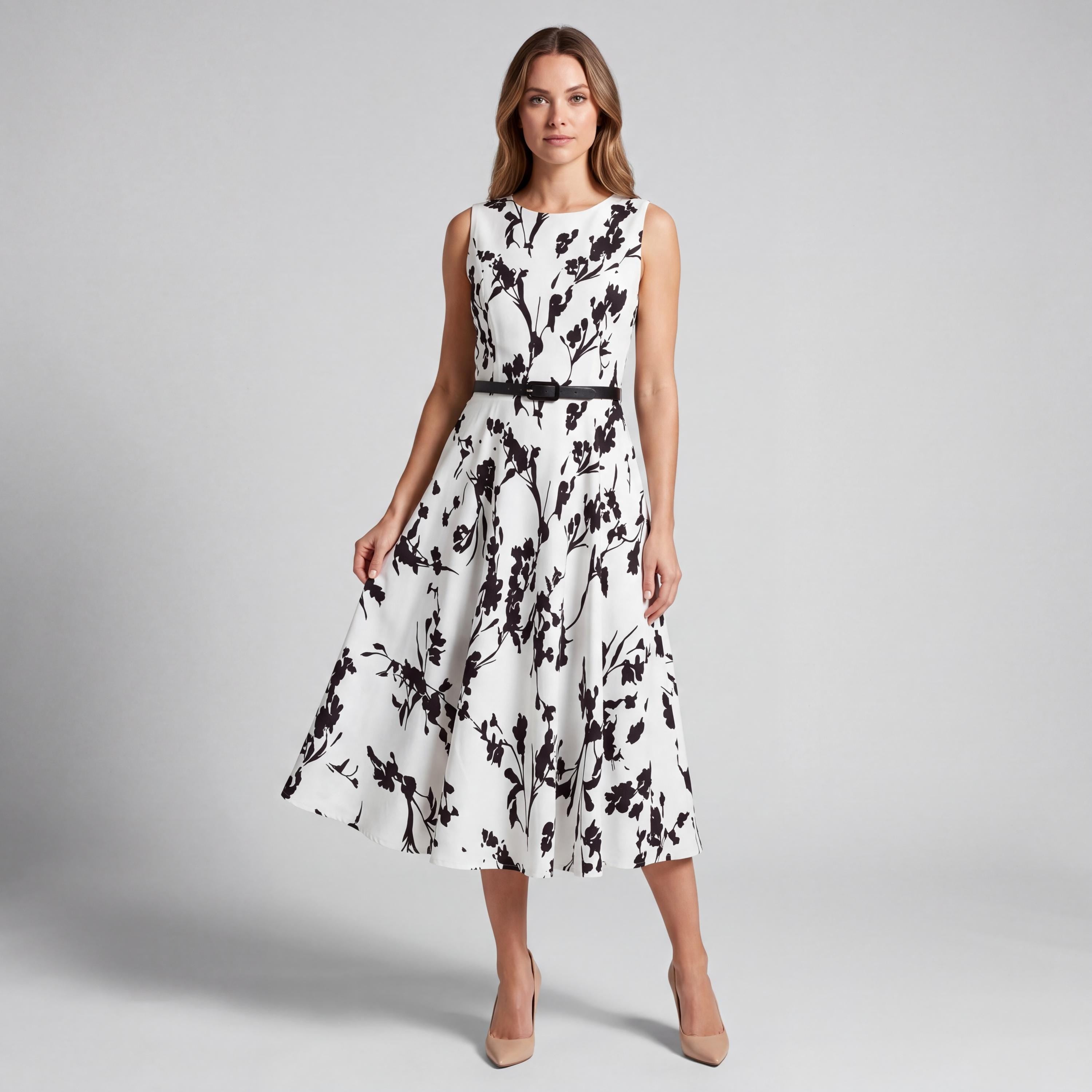 Vintage Inspired Floral Midi Dress – Garden Party Swing Outfit