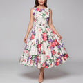 Vintage Inspired Floral Midi Dress – Garden Party Swing Outfit