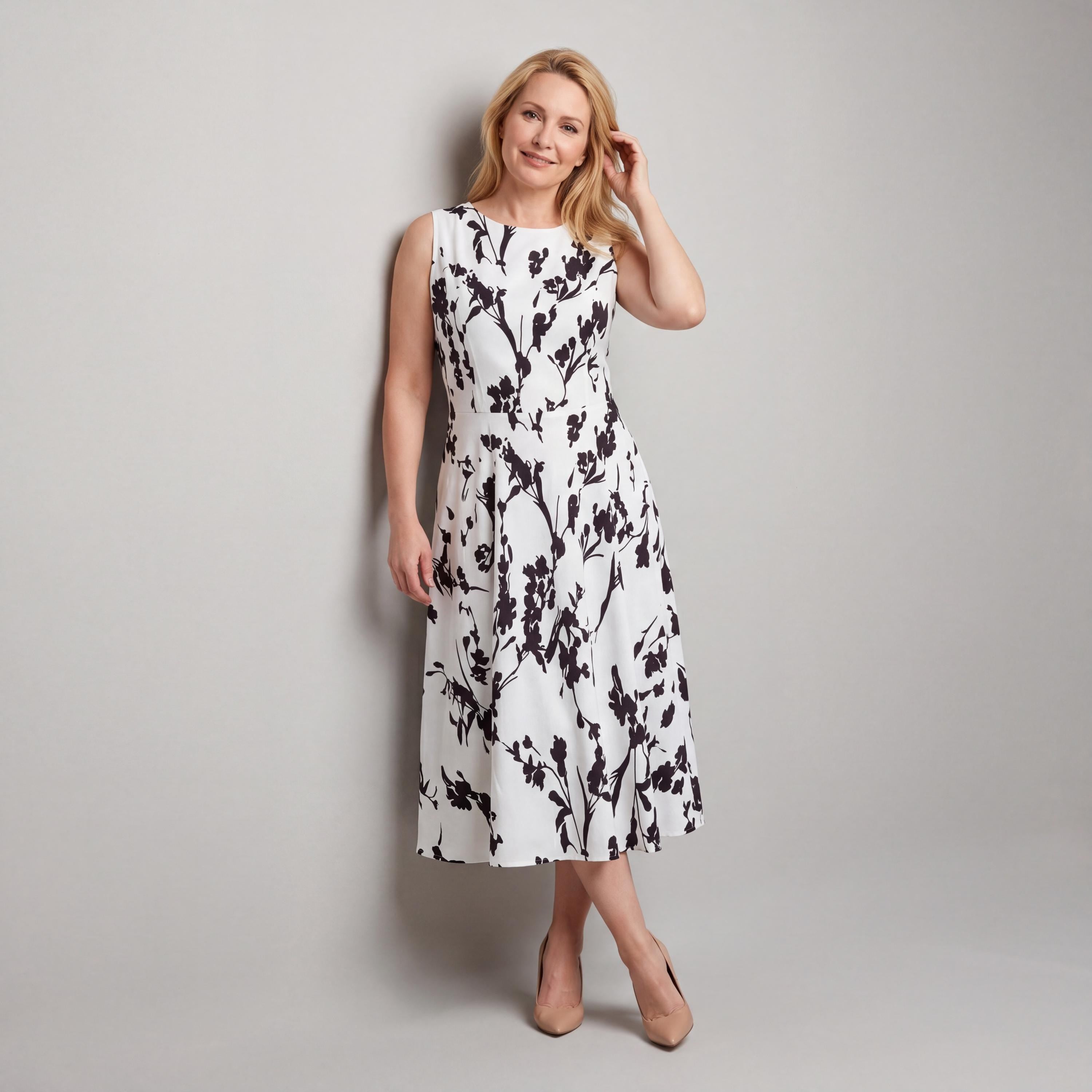 Vintage Inspired Floral Midi Dress – Garden Party Swing Outfit
