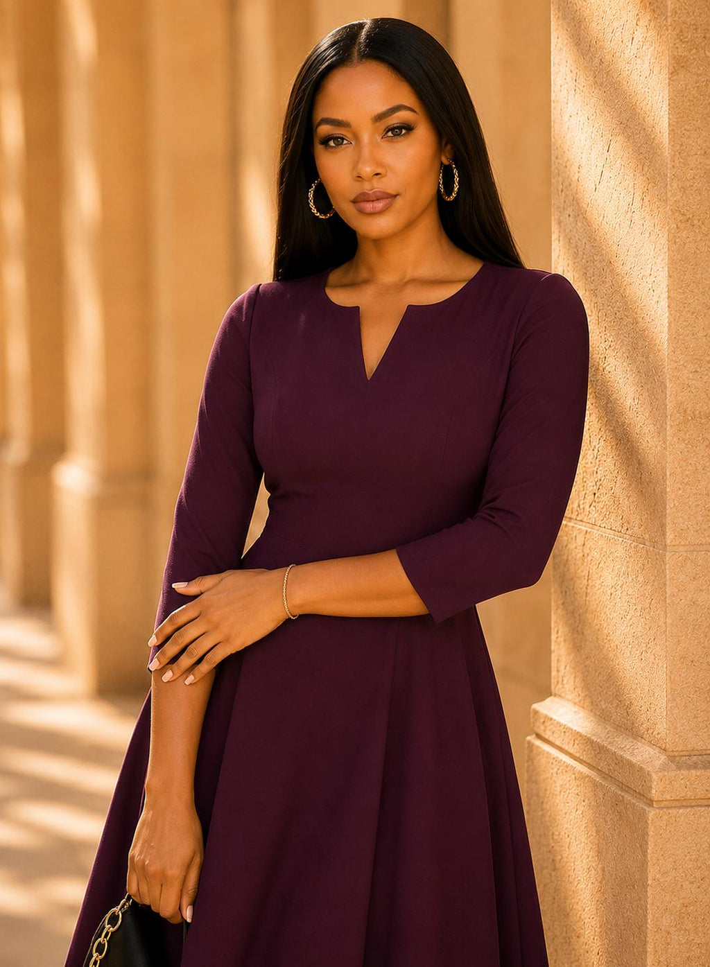 Wedding Guest Dress | Cocktail Party Dress | Elegant Formal Midi A-Line | Evening Work Office Outfit