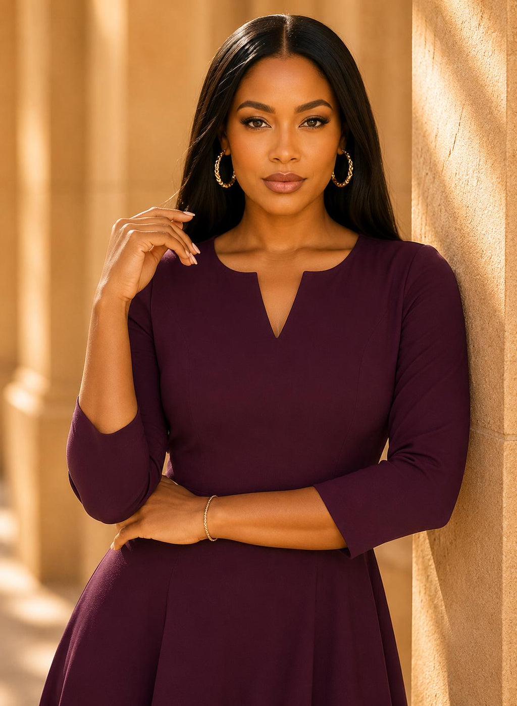 Wedding Guest Dress | Cocktail Party Dress | Elegant Formal Midi A-Line | Evening Work Office Outfit