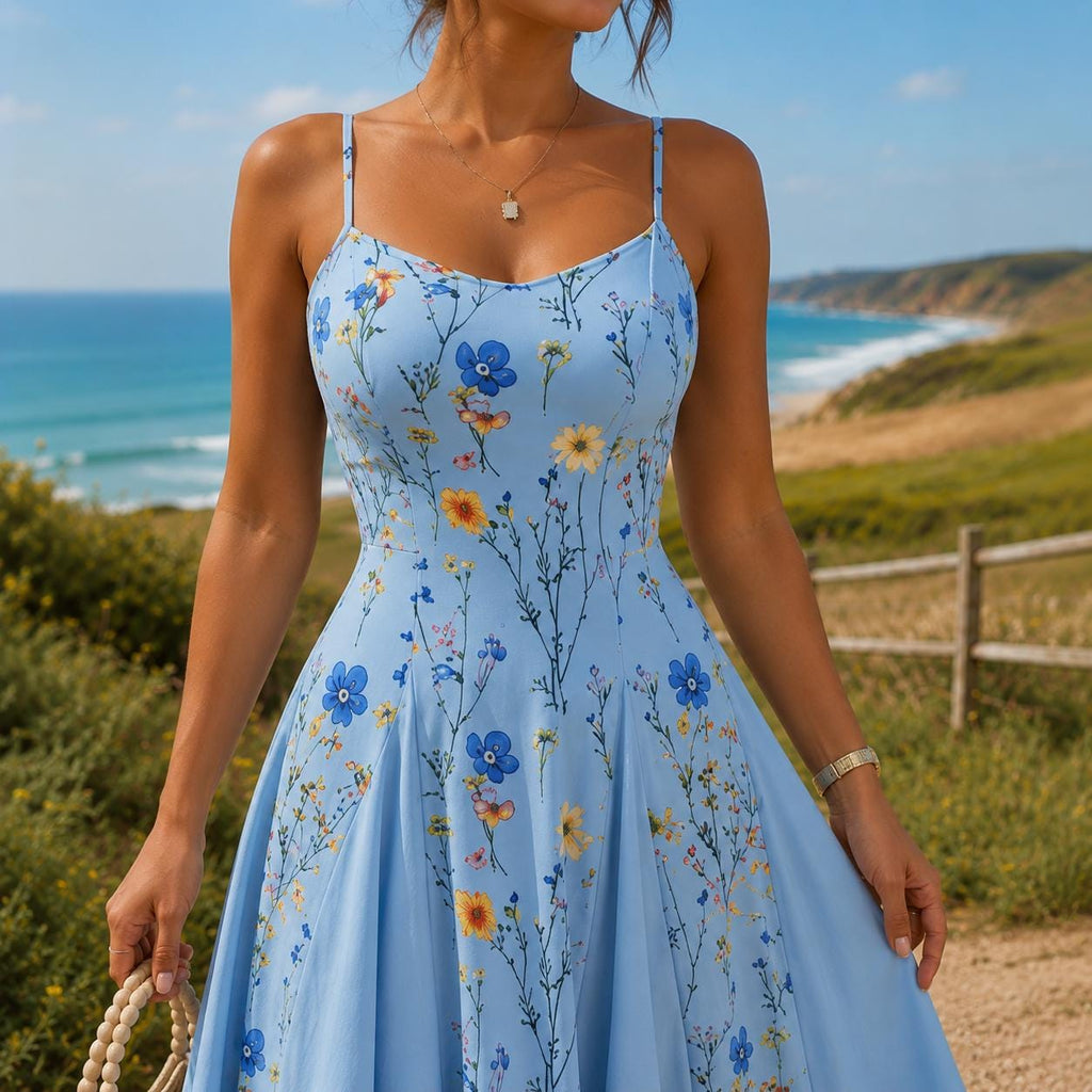 Floral Maxi Dress for Women, Elegant Summer Dress, Cottagecore Garden Dress, Flowy Wedding Guest Dress, Romantic Outfit