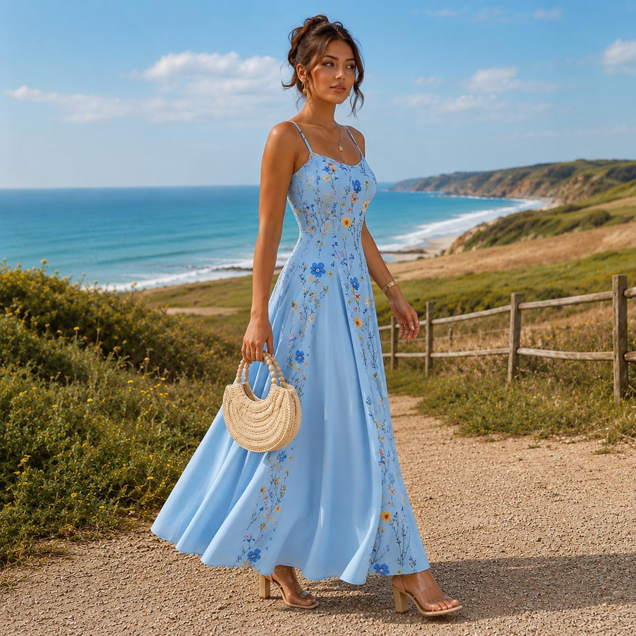 Floral Maxi Dress for Women, Elegant Summer Dress, Cottagecore Garden Dress, Flowy Wedding Guest Dress, Romantic Outfit